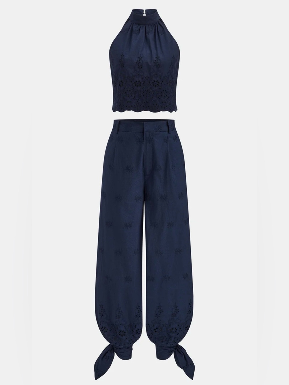NWT Commense Eyelet embroidery Top & Pants Set - XS - Picture 2 of 8